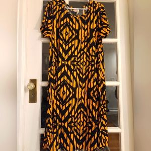 LuLaRoe black and gold dress